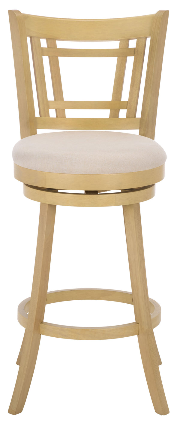 Maiko Upholstered Barstool With Padded Seat And Contoured Back, Solid Wood Frame For Durable Comfort