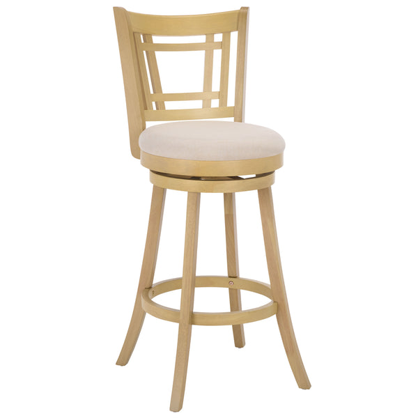 Maiko Upholstered Barstool With Padded Seat And Contoured Back, Solid Wood Frame For Durable Comfort