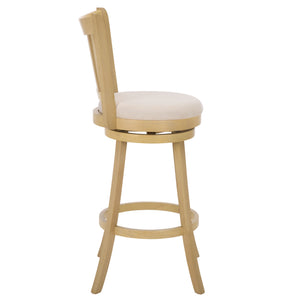 Maiko Upholstered Barstool With Padded Seat And Contoured Back, Solid Wood Frame For Durable Comfort
