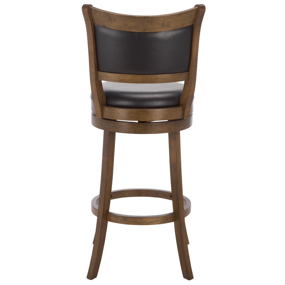 Takado Barstool With Walnut Finish And Matte Black Accents — Solid Wood, Foam-Padded Comfort, Durable Elegance