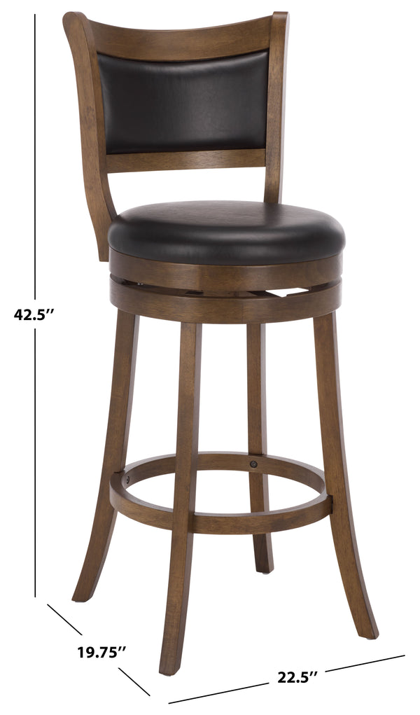 Takado Barstool With Walnut Finish And Matte Black Accents — Solid Wood, Foam-Padded Comfort, Durable Elegance