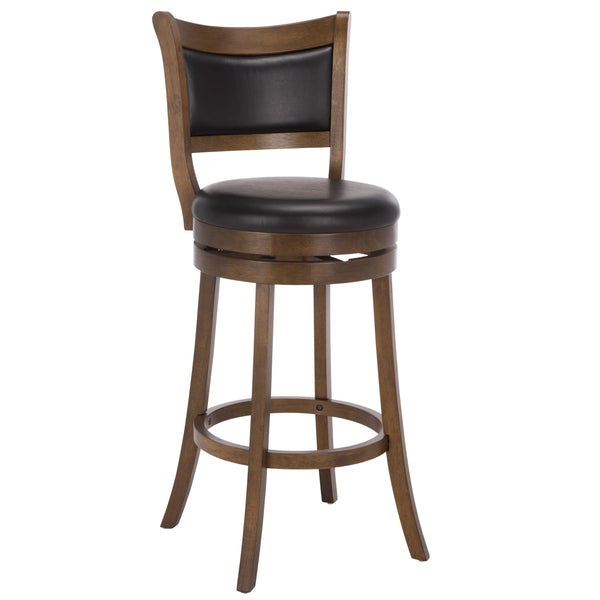 Takado Barstool With Walnut Finish And Matte Black Accents — Solid Wood, Foam-Padded Comfort, Durable Elegance