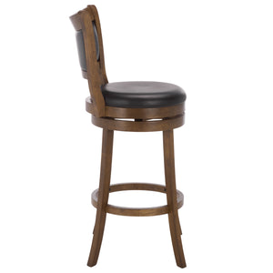 Takado Barstool With Walnut Finish And Matte Black Accents — Solid Wood, Foam-Padded Comfort, Durable Elegance