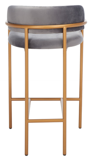 Safavieh Camille Counter Stool - Luxe Dark Grey Velvet With Gold Frame, Modern Elegance For Kitchen & Bar BST6200C