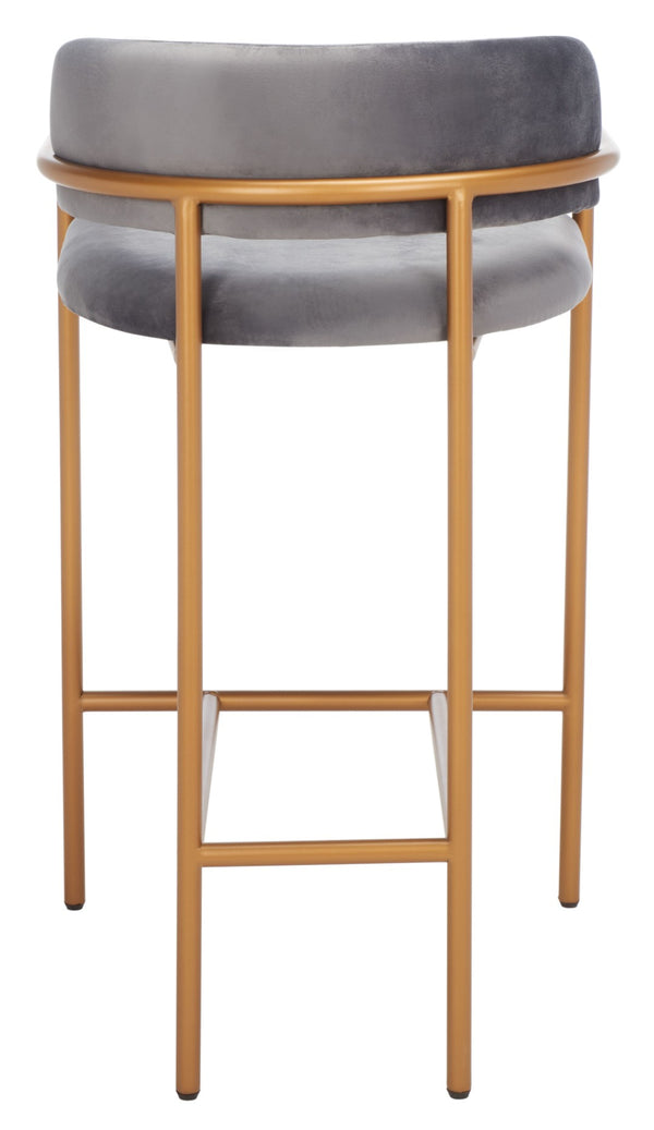 Safavieh Camille Counter Stool - Luxe Dark Grey Velvet With Gold Frame, Modern Elegance For Kitchen & Bar BST6200C