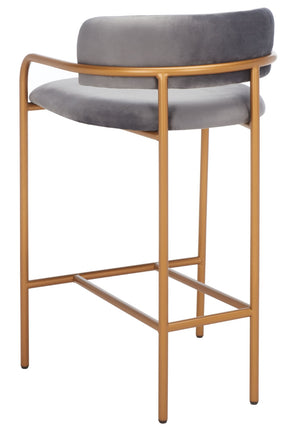 Safavieh Camille Counter Stool - Luxe Dark Grey Velvet With Gold Frame, Modern Elegance For Kitchen & Bar BST6200C