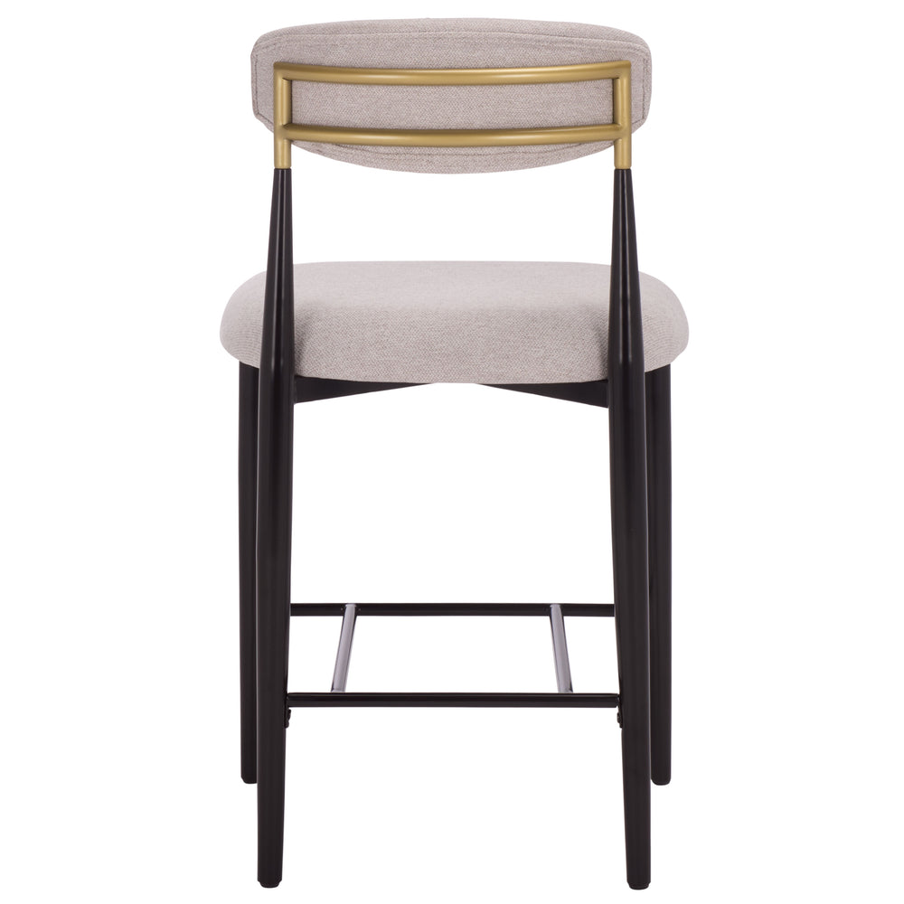 Safavieh Covelle Counter Stool Set Of 2 - Elegant Black & Gold Frame With Soft Dove Grey Linen Seat Black Gold ,Dove Grey Metal ,Fabric ,Foam Bst6402a-set2