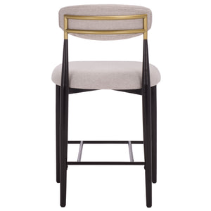 Safavieh Covelle Counter Stool Set Of 2 - Elegant Black & Gold Frame With Soft Dove Grey Linen Seat Black Gold ,Dove Grey Metal ,Fabric ,Foam Bst6402a-set2