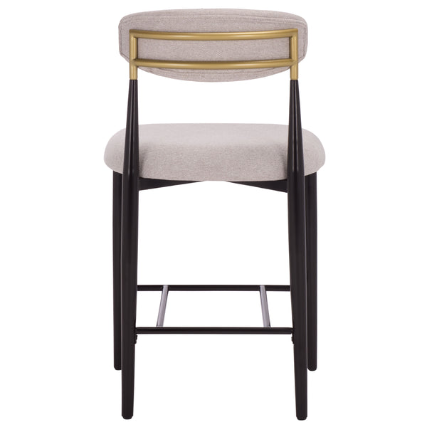 Safavieh Covelle Counter Stool Set Of 2 - Elegant Black & Gold Frame With Soft Dove Grey Linen Seat Black Gold ,Dove Grey Metal ,Fabric ,Foam Bst6402a-set2
