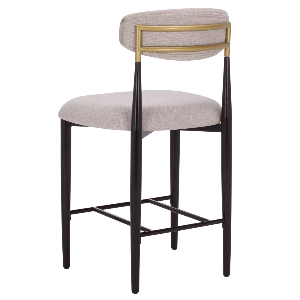 Safavieh Covelle Counter Stool Set Of 2 - Elegant Black & Gold Frame With Soft Dove Grey Linen Seat Black Gold ,Dove Grey Metal ,Fabric ,Foam Bst6402a-set2