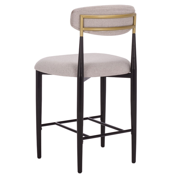 Safavieh Covelle Counter Stool Set Of 2 - Elegant Black & Gold Frame With Soft Dove Grey Linen Seat Black Gold ,Dove Grey Metal ,Fabric ,Foam Bst6402a-set2