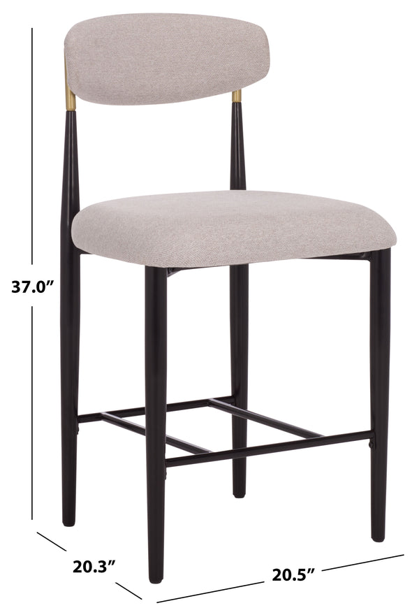 Safavieh Covelle Counter Stool Set Of 2 - Elegant Black & Gold Frame With Soft Dove Grey Linen Seat Black Gold ,Dove Grey Metal ,Fabric ,Foam Bst6402a-set2