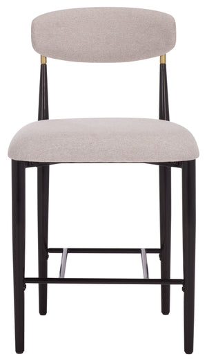 Safavieh Covelle Counter Stool Set Of 2 - Elegant Black & Gold Frame With Soft Dove Grey Linen Seat Black Gold ,Dove Grey Metal ,Fabric ,Foam Bst6402a-set2