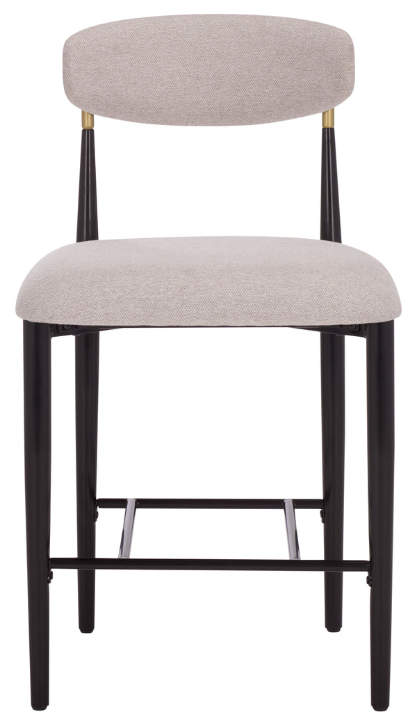 Safavieh Covelle Counter Stool Set Of 2 - Elegant Black & Gold Frame With Soft Dove Grey Linen Seat Black Gold ,Dove Grey Metal ,Fabric ,Foam Bst6402a-set2