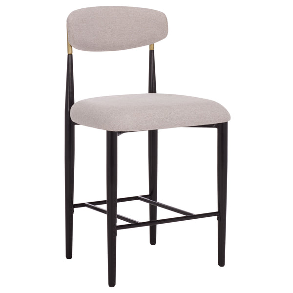 Safavieh Covelle Counter Stool Set Of 2 - Elegant Black & Gold Frame With Soft Dove Grey Linen Seat Black Gold ,Dove Grey Metal ,Fabric ,Foam Bst6402a-set2