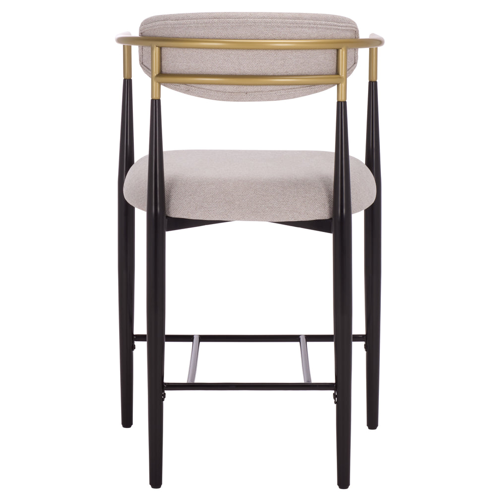 Safavieh Covelle Arm Counter Stool Set Of 2 - Luxurious Black & Gold Or Dove Grey Upholstery For Style & Comfort Black Gold ,Dove Grey Metal ,Fabric ,Foam Bst6403a-set2