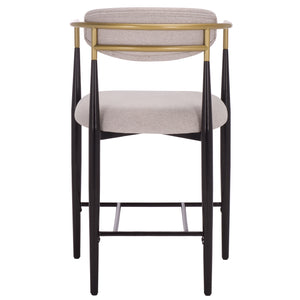 Safavieh Covelle Arm Counter Stool Set Of 2 - Luxurious Black & Gold Or Dove Grey Upholstery For Style & Comfort Black Gold ,Dove Grey Metal ,Fabric ,Foam Bst6403a-set2