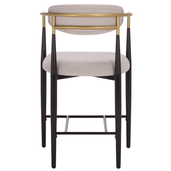 Safavieh Covelle Arm Counter Stool Set Of 2 - Luxurious Black & Gold Or Dove Grey Upholstery For Style & Comfort Black Gold ,Dove Grey Metal ,Fabric ,Foam Bst6403a-set2