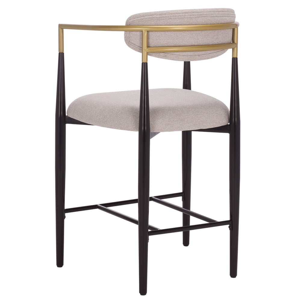 Safavieh Covelle Arm Counter Stool Set Of 2 - Luxurious Black & Gold Or Dove Grey Upholstery For Style & Comfort Black Gold ,Dove Grey Metal ,Fabric ,Foam Bst6403a-set2