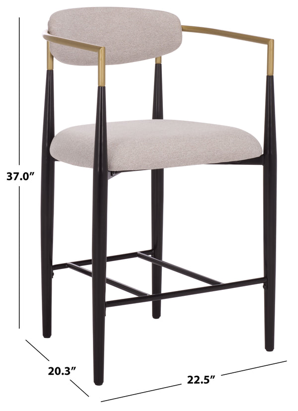 Safavieh Covelle Arm Counter Stool Set Of 2 - Luxurious Black & Gold Or Dove Grey Upholstery For Style & Comfort Black Gold ,Dove Grey Metal ,Fabric ,Foam Bst6403a-set2