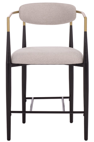 Safavieh Covelle Arm Counter Stool Set Of 2 - Luxurious Black & Gold Or Dove Grey Upholstery For Style & Comfort Black Gold ,Dove Grey Metal ,Fabric ,Foam Bst6403a-set2