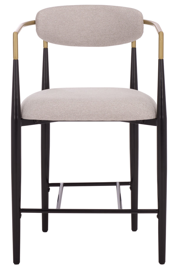 Safavieh Covelle Arm Counter Stool Set Of 2 - Luxurious Black & Gold Or Dove Grey Upholstery For Style & Comfort Black Gold ,Dove Grey Metal ,Fabric ,Foam Bst6403a-set2