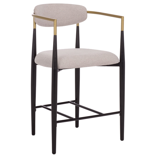 Safavieh Covelle Arm Counter Stool Set Of 2 - Luxurious Black & Gold Or Dove Grey Upholstery For Style & Comfort Black Gold ,Dove Grey Metal ,Fabric ,Foam Bst6403a-set2