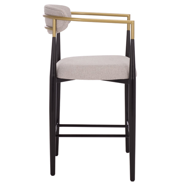 Safavieh Covelle Arm Counter Stool Set Of 2 - Luxurious Black & Gold Or Dove Grey Upholstery For Style & Comfort Black Gold ,Dove Grey Metal ,Fabric ,Foam Bst6403a-set2