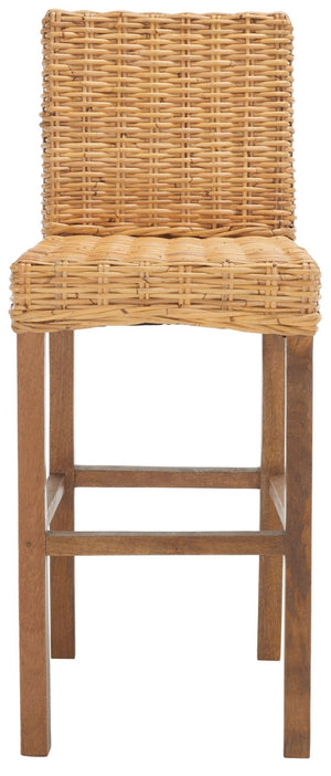 Safavieh Tobie Rattan Bar Stool - Coastal Cottage Style With Comfortable Woven Seat And Sturdy Wood Legs Natural / Natural BST6500A