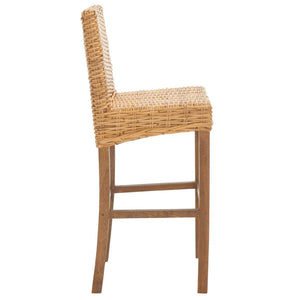 Safavieh Tobie Rattan Bar Stool - Coastal Cottage Style With Comfortable Woven Seat And Sturdy Wood Legs Natural / Natural BST6500A