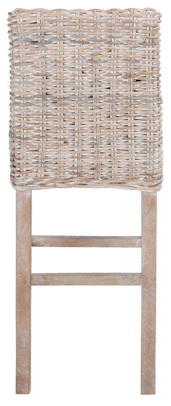 Safavieh Tobie Rattan Bar Stool - Coastal Cottage Style With Comfortable Woven Seat And Sturdy Wood Legs Grey White Wash/Grey White Wash BST6500B