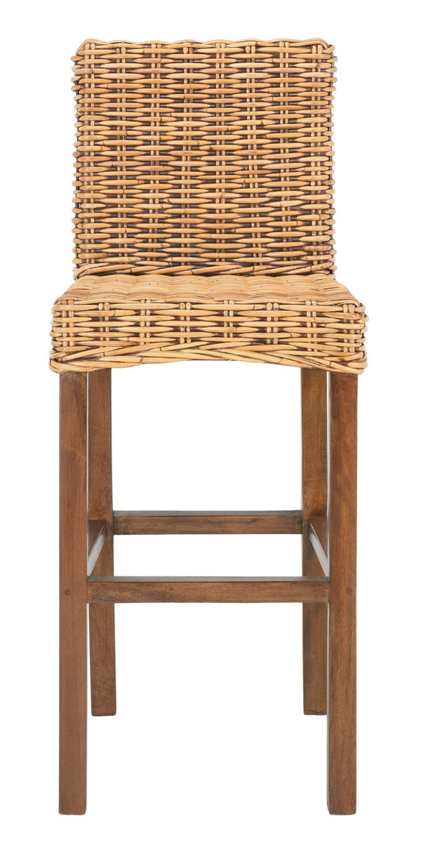 Safavieh Tobie Rattan Bar Stool - Coastal Cottage Style With Comfortable Woven Seat And Sturdy Wood Legs Honey Brown Wash/Honey Brown Wash BST6500C
