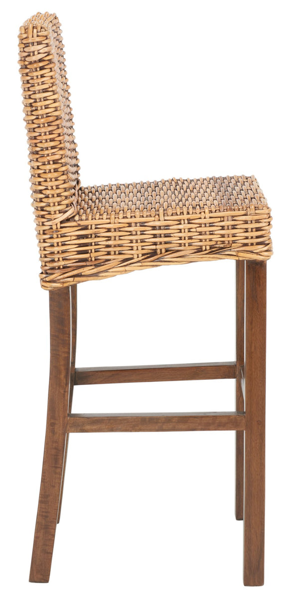 Safavieh Tobie Rattan Bar Stool - Coastal Cottage Style With Comfortable Woven Seat And Sturdy Wood Legs Honey Brown Wash/Honey Brown Wash BST6500C