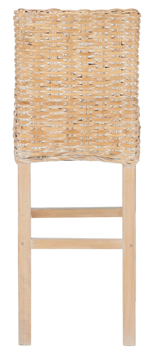 Safavieh Tobie Rattan Bar Stool - Coastal Cottage Style With Comfortable Woven Seat And Sturdy Wood Legs Natural White Wash BST6500D