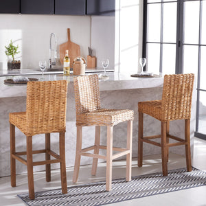 Safavieh Tobie Rattan Bar Stool - Coastal Cottage Style With Comfortable Woven Seat And Sturdy Wood Legs Natural / Natural BST6500A