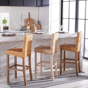 Safavieh Tobie Rattan Bar Stool - Coastal Cottage Style With Comfortable Woven Seat And Sturdy Wood Legs Natural / Natural BST6500A