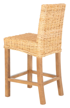 Safavieh Tobie Rattan Counter Stool – Coastal Cottage Charm With Durable Mango Wood & Rustic Style Appeal Natural / Natural BST6501A