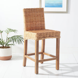 Safavieh Tobie Rattan Counter Stool – Coastal Cottage Charm With Durable Mango Wood & Rustic Style Appeal Natural / Natural BST6501A