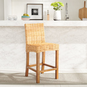 Safavieh Tobie Rattan Counter Stool – Coastal Cottage Charm With Durable Mango Wood & Rustic Style Appeal Natural / Natural BST6501A