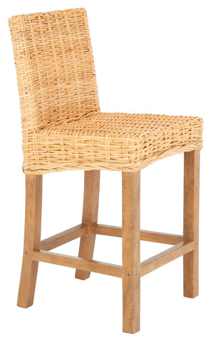 Safavieh Tobie Rattan Counter Stool – Coastal Cottage Charm With Durable Mango Wood & Rustic Style Appeal Natural / Natural BST6501A