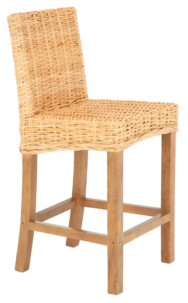 Safavieh Tobie Rattan Counter Stool – Coastal Cottage Charm With Durable Mango Wood & Rustic Style Appeal Natural / Natural BST6501A