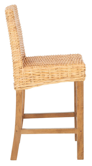 Safavieh Tobie Rattan Counter Stool – Coastal Cottage Charm With Durable Mango Wood & Rustic Style Appeal Natural / Natural BST6501A