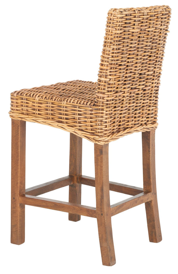 Safavieh Tobie Rattan Counter Stool – Coastal Cottage Charm With Durable Mango Wood & Rustic Style Appeal Honey Brown Wash/Honey Brown Wash BST6501C
