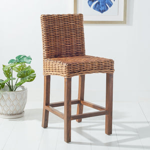 Safavieh Tobie Rattan Counter Stool – Coastal Cottage Charm With Durable Mango Wood & Rustic Style Appeal Honey Brown Wash/Honey Brown Wash BST6501C