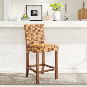 Safavieh Tobie Rattan Counter Stool – Coastal Cottage Charm With Durable Mango Wood & Rustic Style Appeal Honey Brown Wash/Honey Brown Wash BST6501C