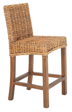 Safavieh Tobie Rattan Counter Stool – Coastal Cottage Charm With Durable Mango Wood & Rustic Style Appeal Honey Brown Wash/Honey Brown Wash BST6501C