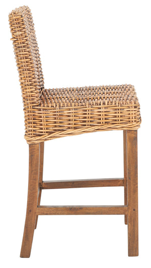 Safavieh Tobie Rattan Counter Stool – Coastal Cottage Charm With Durable Mango Wood & Rustic Style Appeal Honey Brown Wash/Honey Brown Wash BST6501C
