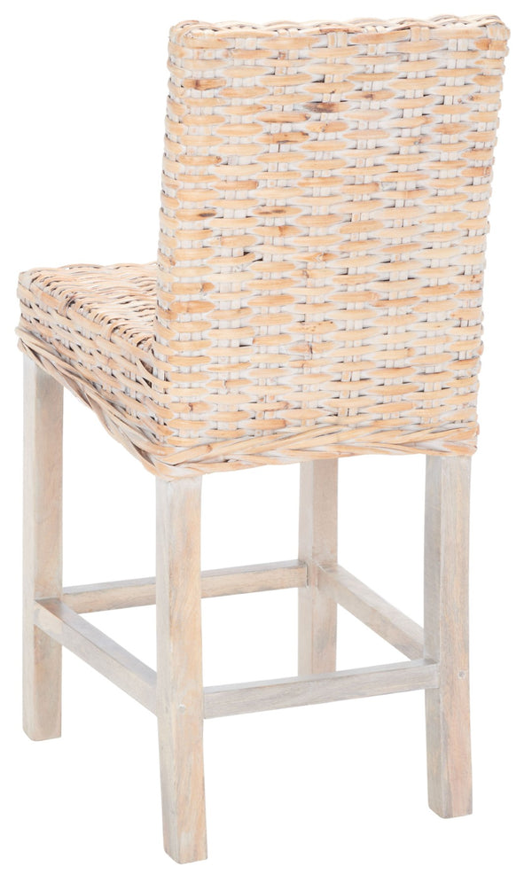 Safavieh Tobie Rattan Counter Stool – Coastal Cottage Charm With Durable Mango Wood & Rustic Style Appeal Natural White Wash BST6501D