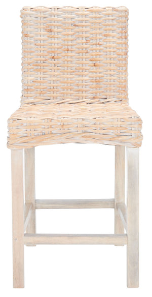 Safavieh Tobie Rattan Counter Stool – Coastal Cottage Charm With Durable Mango Wood & Rustic Style Appeal Natural White Wash BST6501D