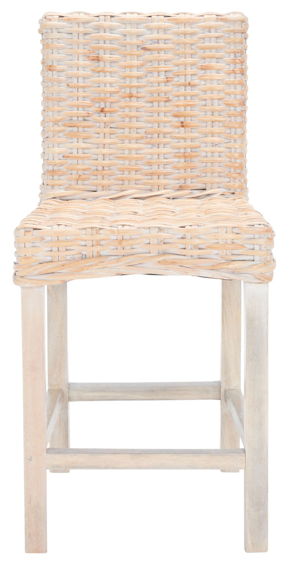 Safavieh Tobie Rattan Counter Stool – Coastal Cottage Charm With Durable Mango Wood & Rustic Style Appeal Natural White Wash BST6501D